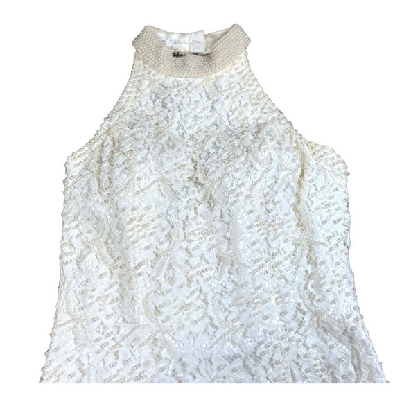 St. Tropez Wedding Dress Sz. 10 Ivory Halter Pearl Beaded Lace with Sweep Train - Picture 5 of 14